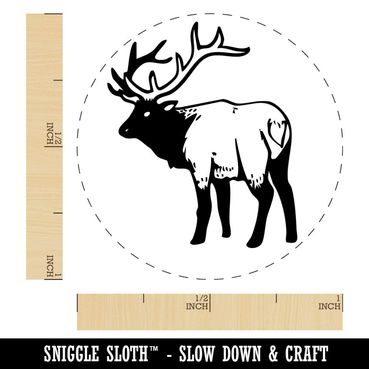 Ominous Elk Wapiti Deer Looking Back Self-Inking Rubber Stamp for Stamping Crafting Planners
